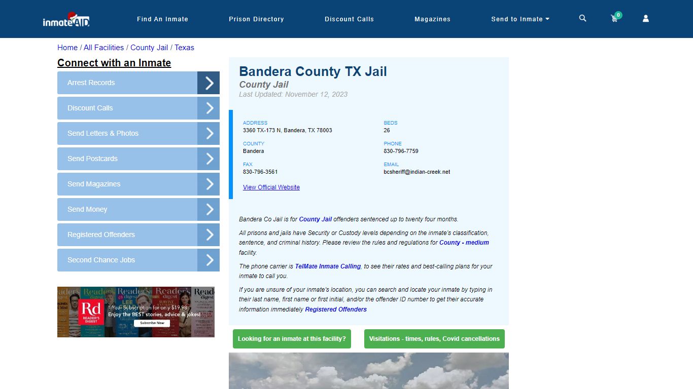 Bandera County TX Jail - Inmate Locator - Bandera, TX