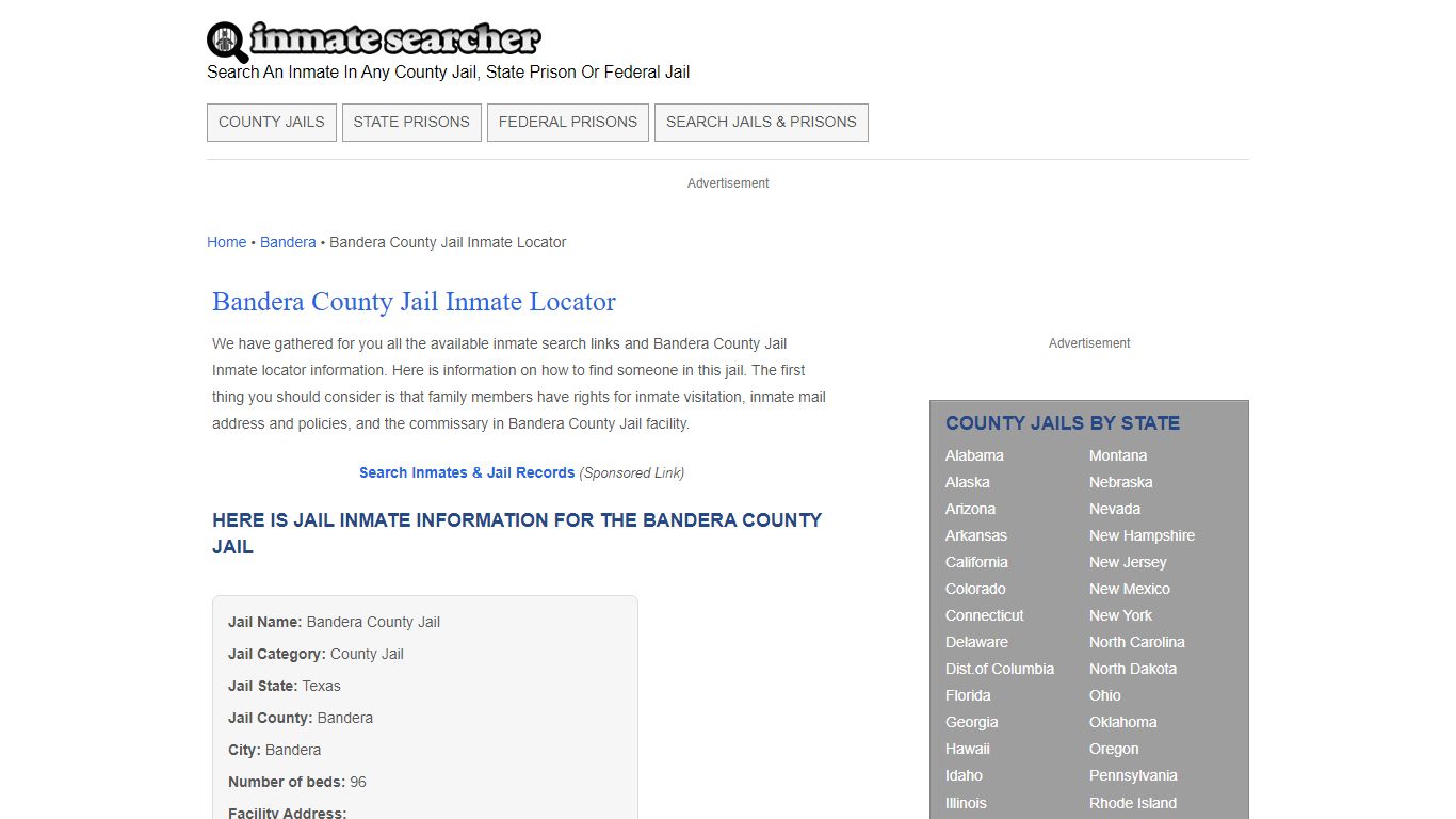 Bandera County Jail Inmate Locator - Inmate Searcher